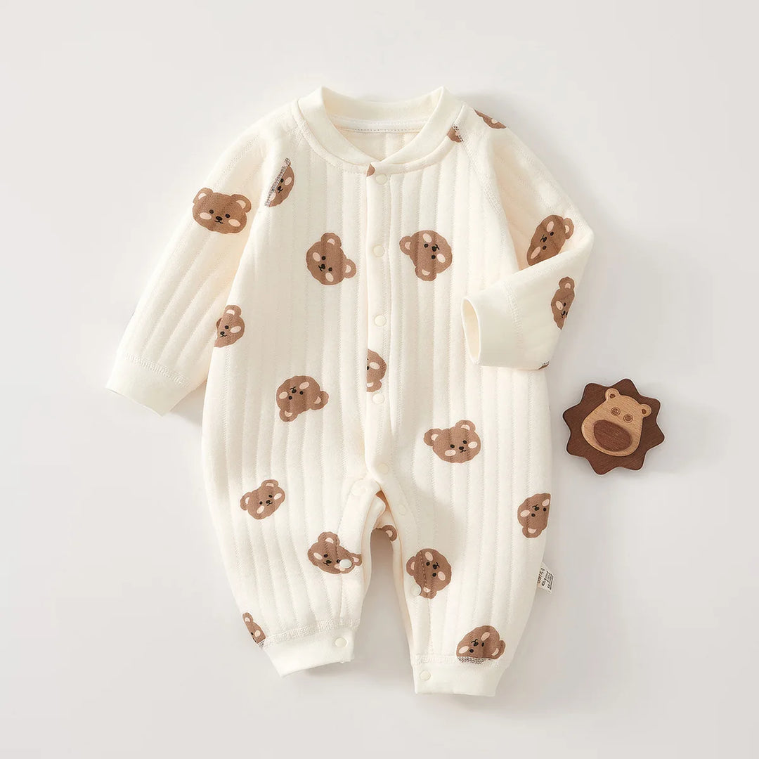 Baby Cotton Romper Suit Winter Warm Underwear Pure Cotton No-seam Base Layer Clothes Thermal Bib Overalls for Newborn Babies