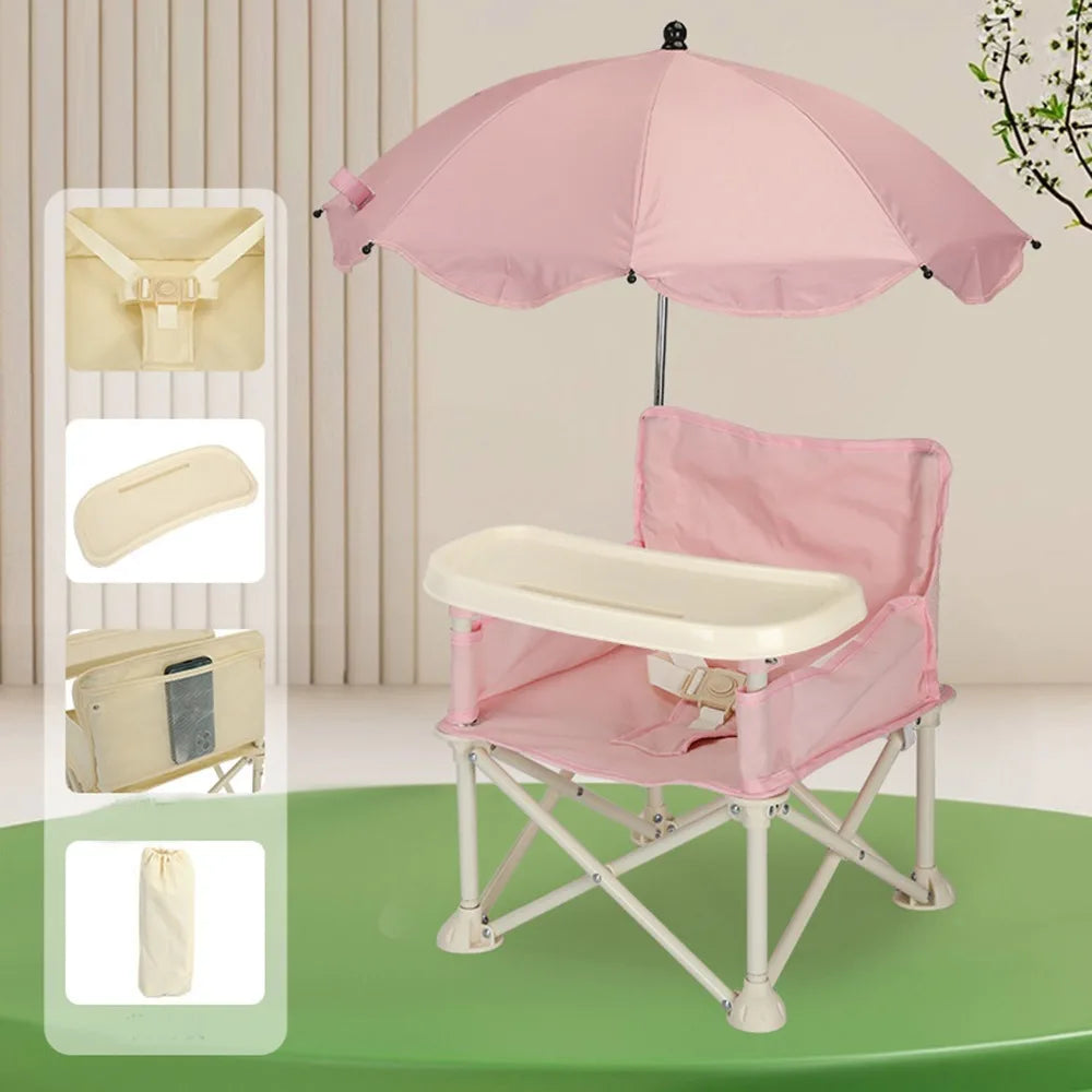 Comfortable Baby Foldable Chair Feeding Household Children's Folding Chair With Safty Belt Outdoor Baby Dining Seat
