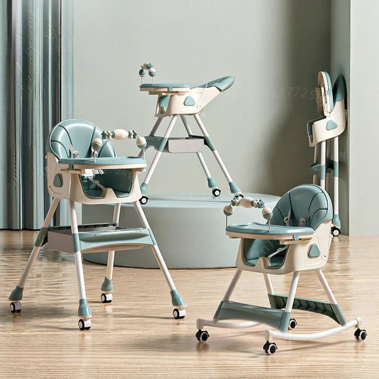 Baby Dining Chair Adjustable Height, Adjustable Backrest Multifunctional Baby Dining Chair Baby Rocking Chair Foldable