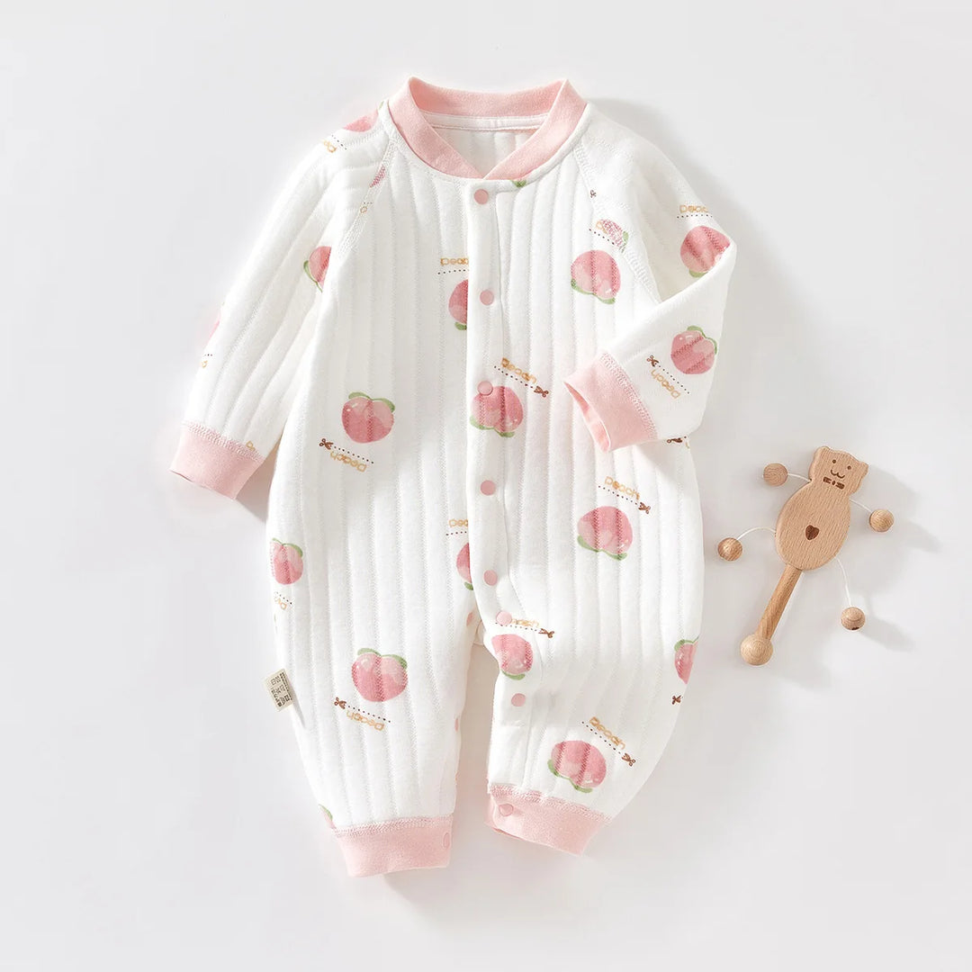 Baby Cotton Romper Suit Winter Warm Underwear Pure Cotton No-seam Base Layer Clothes Thermal Bib Overalls for Newborn Babies