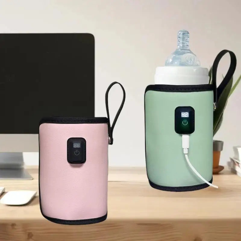 **1 Set 7 Temperature Adjust Insulated Breastmilk Warm Bag USB Charging Feeding Bottle Heater Heating Sleeve Milk Warmer