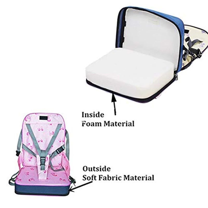 Portable Baby Dining Chair Bag Seat with Belt Waterproof Oxford Fabric Foldable Infant Travel High Chair Feeding Solution