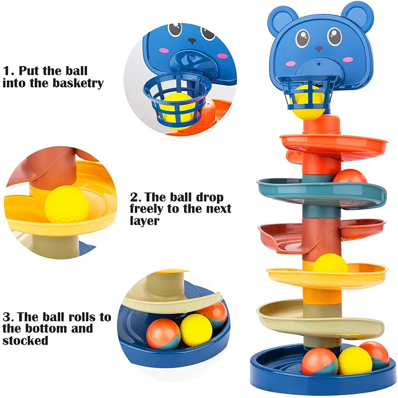 Montessori Rolling Ball Development Game Baby Ball Toy Educational Toys Montessori Activity Stacking Toys For Babies 1 2 3 Years