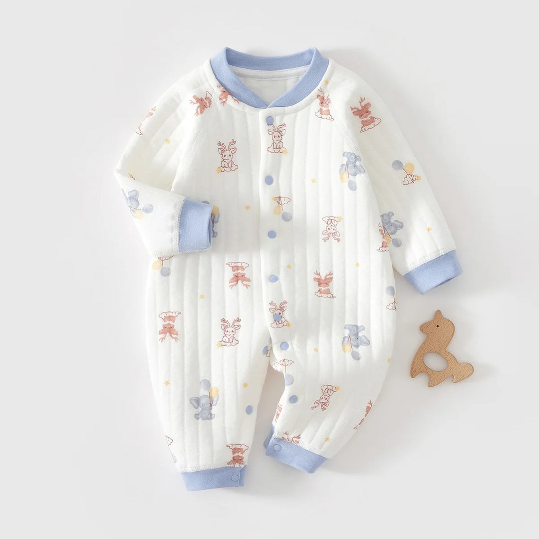 Baby Cotton Romper Suit Winter Warm Underwear Pure Cotton No-seam Base Layer Clothes Thermal Bib Overalls for Newborn Babies