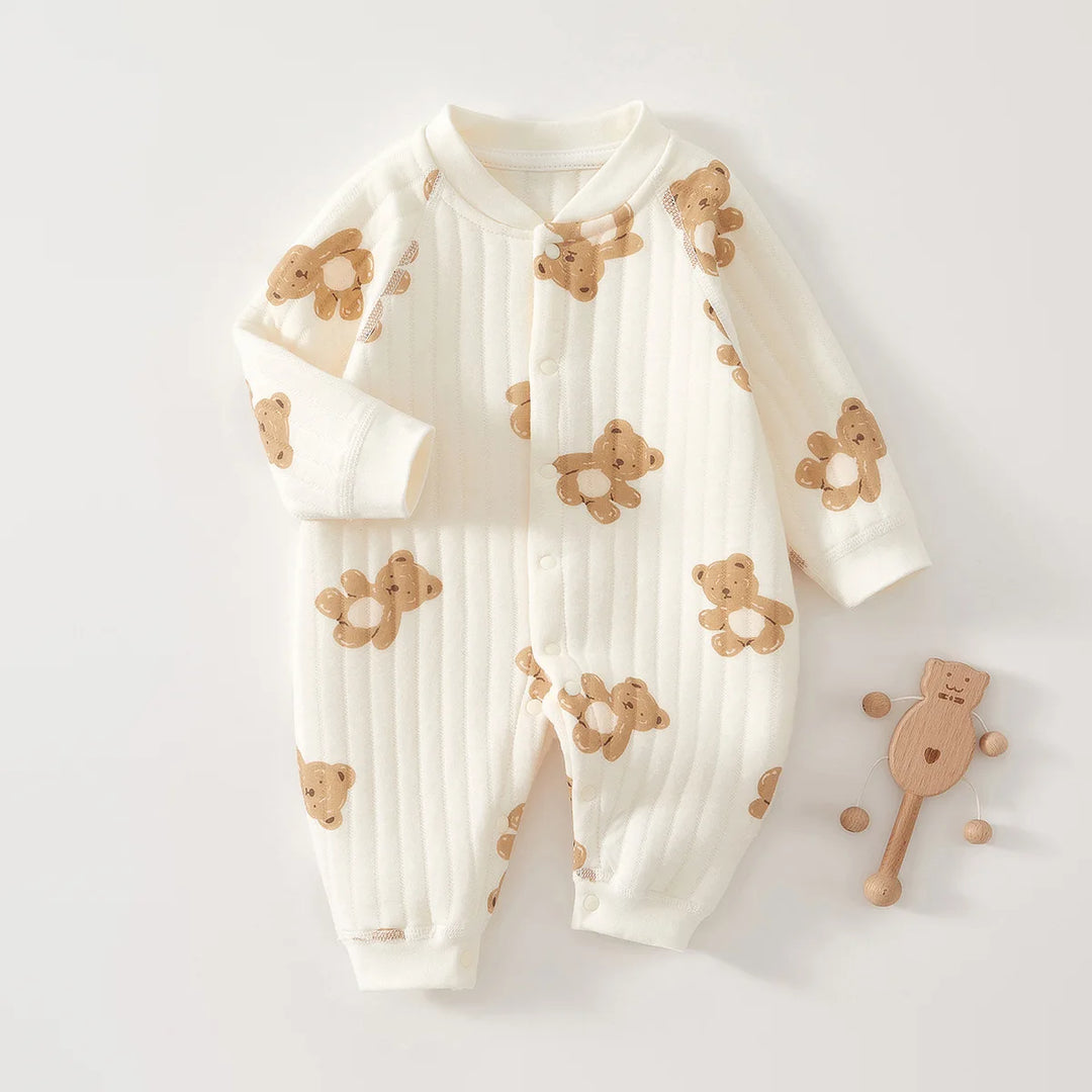 Baby Cotton Romper Suit Winter Warm Underwear Pure Cotton No-seam Base Layer Clothes Thermal Bib Overalls for Newborn Babies