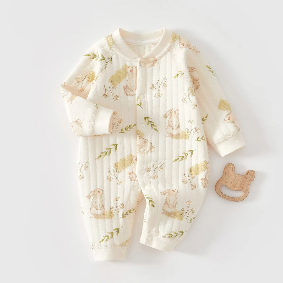Baby Cotton Romper Suit Winter Warm Underwear Pure Cotton No-seam Base Layer Clothes Thermal Bib Overalls for Newborn Babies