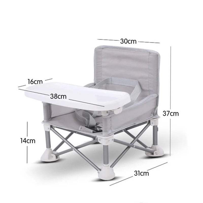 Folding Baby Chair with Umbrella Outdoor Beach Travel Baby Eating Seats Sunshade Awning Detachable Feeding Tray Kids Chairs