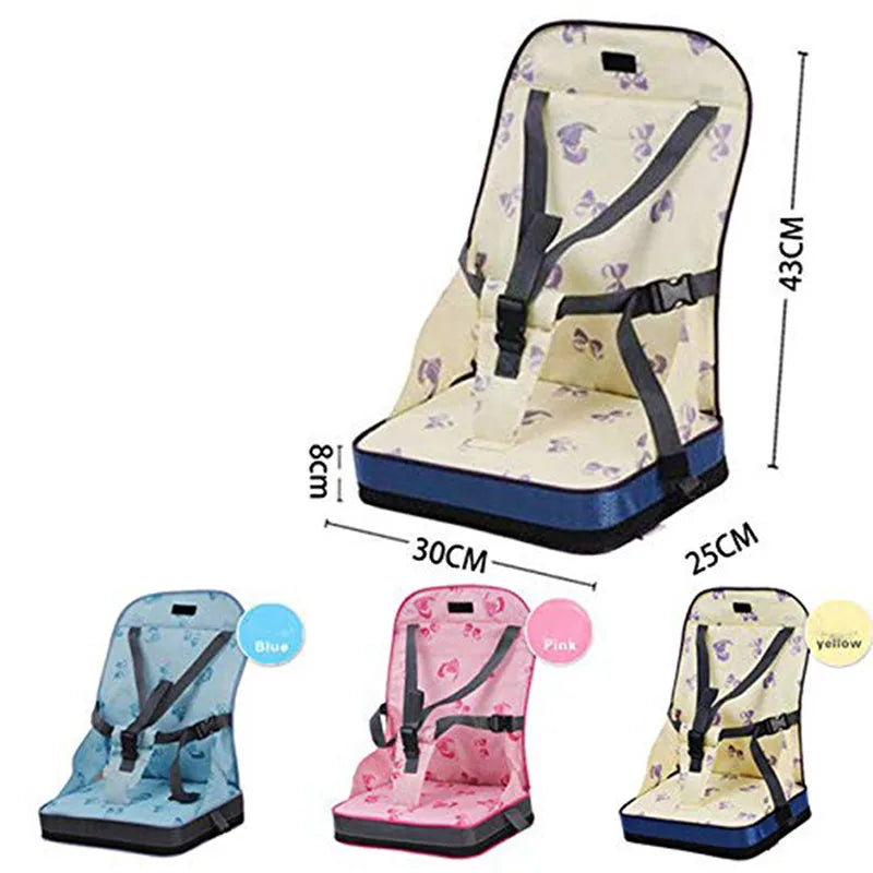 Portable Baby Dining Chair Bag Seat with Belt Waterproof Oxford Fabric Foldable Infant Travel High Chair Feeding Solution