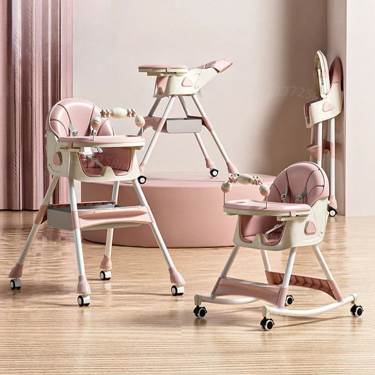 Baby Dining Chair Adjustable Height, Adjustable Backrest Multifunctional Baby Dining Chair Baby Rocking Chair Foldable