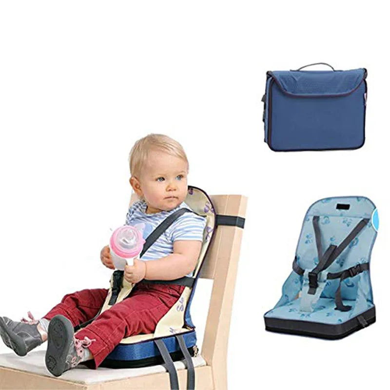 Portable Baby Dining Chair Bag Seat with Belt Waterproof Oxford Fabric Foldable Infant Travel High Chair Feeding Solution