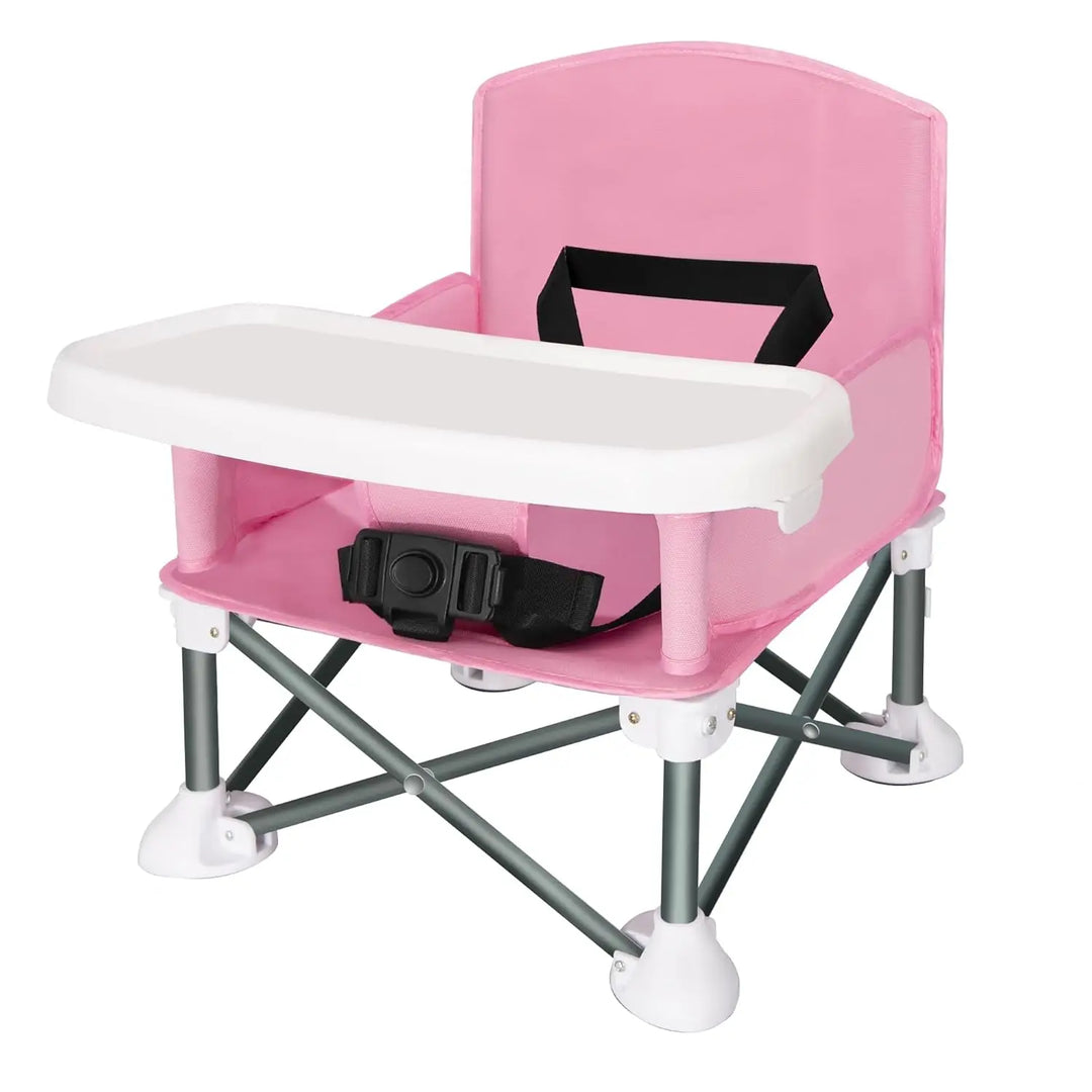 Folding Chair Baby Camping Chair Folding Camping High Chair For Baby Portable Travel Booster Seat With Food Tray & Straps