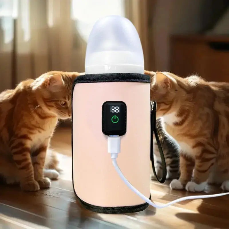 **1 Set 7 Temperature Adjust Insulated Breastmilk Warm Bag USB Charging Feeding Bottle Heater Heating Sleeve Milk Warmer