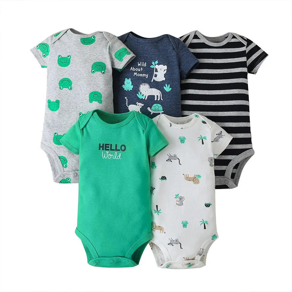 Newborn Boys Romper 2024 New Summer Cotton Baby Jumpsuit Infant Soft Baby 5 pieces Cartoon Baby Boy Clothes 0 to 24 Months