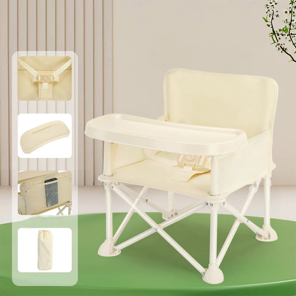 Comfortable Baby Foldable Chair Feeding Household Children's Folding Chair With Safty Belt Outdoor Baby Dining Seat