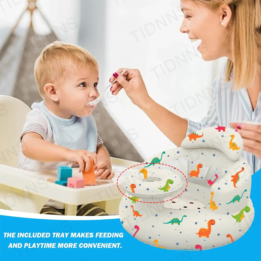 Baby Sofa Inflatable Seat for Babies  Chair with Tray, Built in Air Pump Infant Back Support Sofa Toddler Chair for Sitting Up