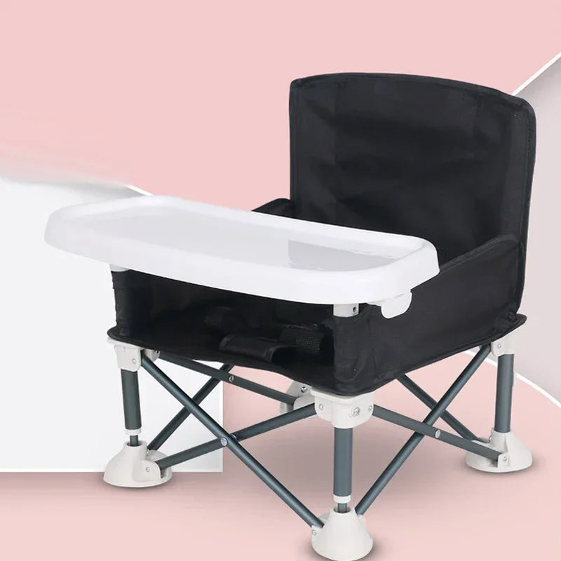 Baby Feeding Dining Chair Foldable Portable Baby Chair with Safe Belt Aluminium Alloy Travel for Camping Picnics Beach Seat