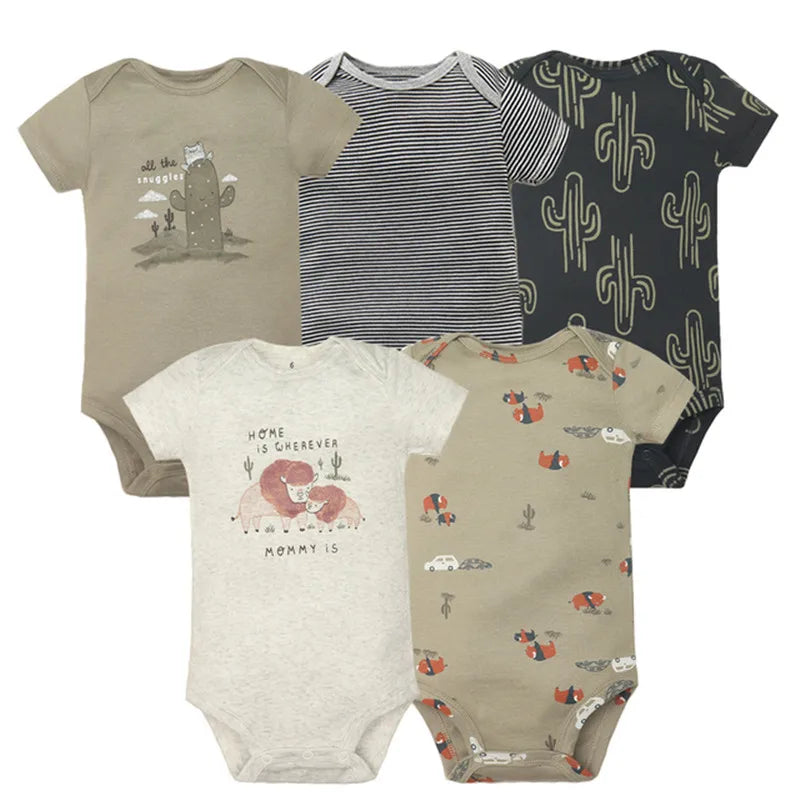 Newborn Boys Romper 2024 New Summer Cotton Baby Jumpsuit Infant Soft Baby 5 pieces Cartoon Baby Boy Clothes 0 to 24 Months