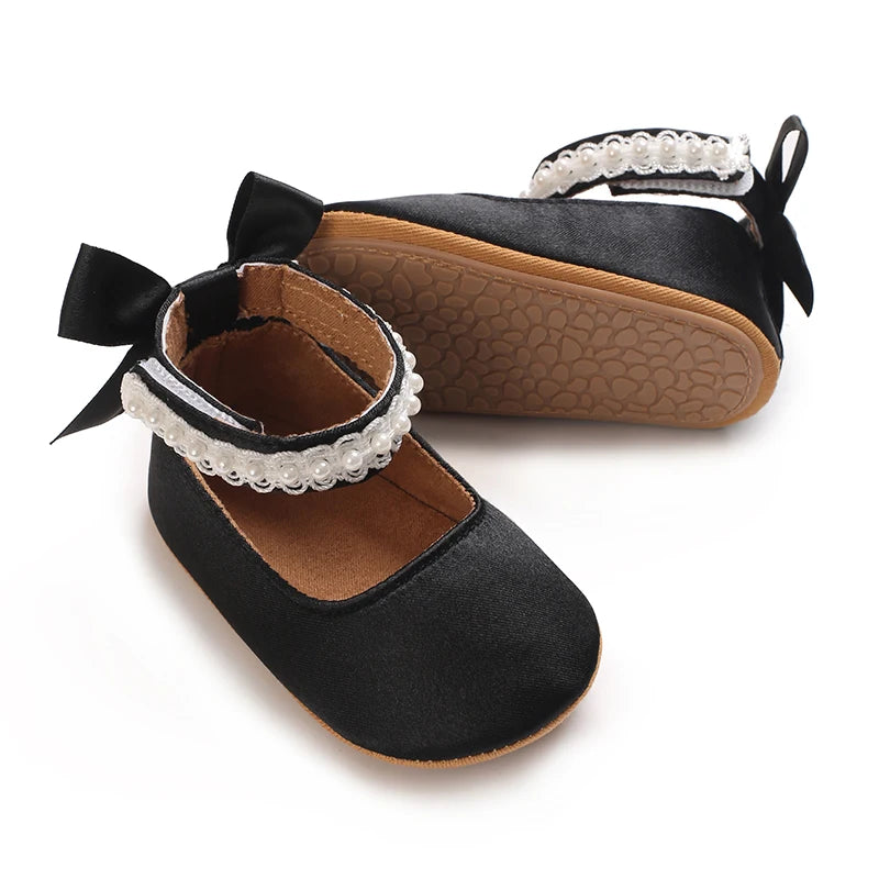 Infant Baby Girls Mary Jane Flats Bow Non-Slip Soft Sole Princess Toddler First Walkers Sneaker Wedding Dress Dancing Shoes