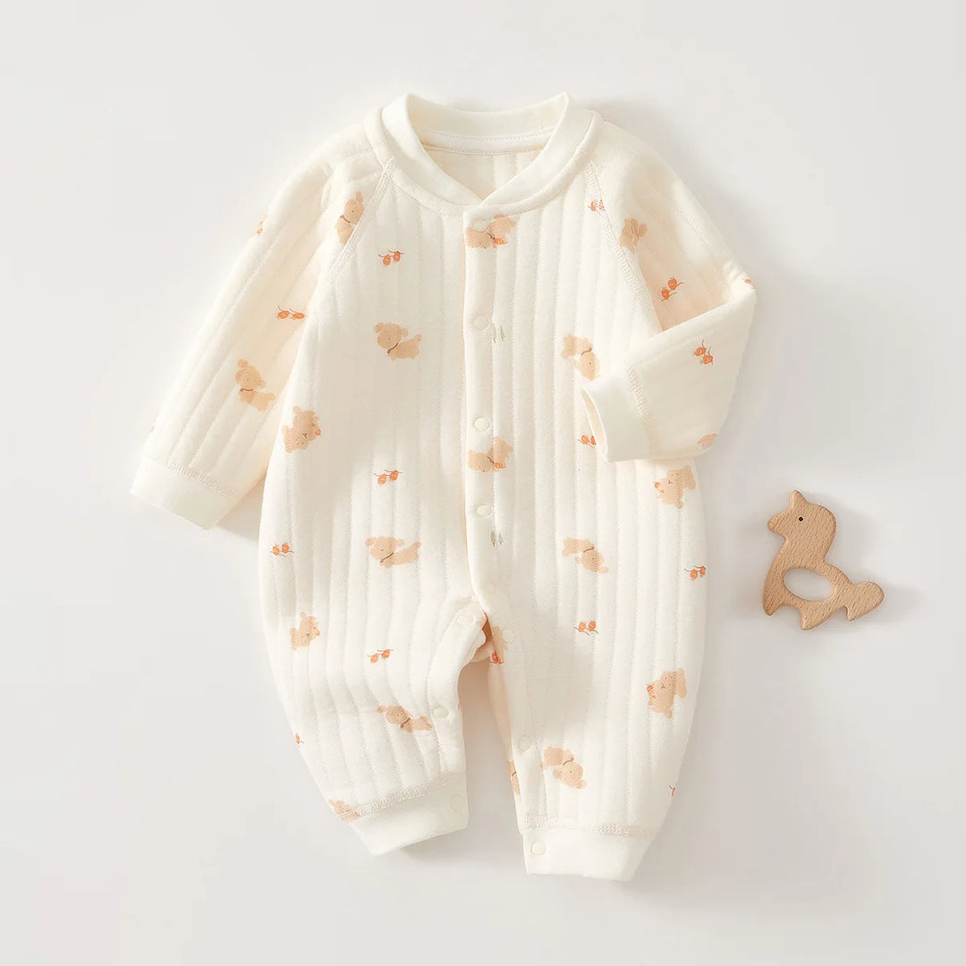 Baby Cotton Romper Suit Winter Warm Underwear Pure Cotton No-seam Base Layer Clothes Thermal Bib Overalls for Newborn Babies