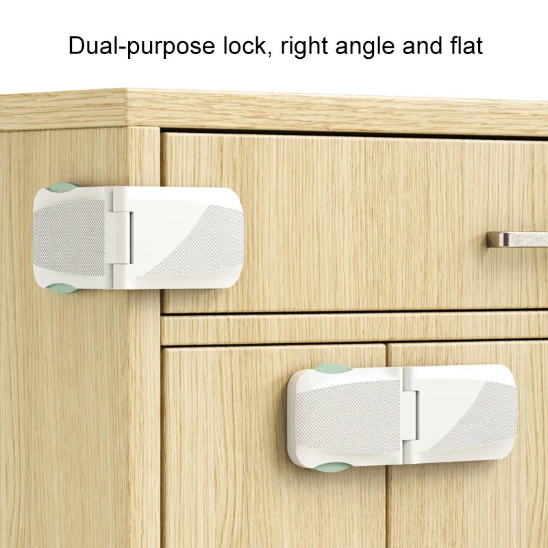 White Drawer Lock Baby Safety Protection Double Use Right Angle Cabinet Door Locks Kids Protector Multi-Function Plastic Buckle