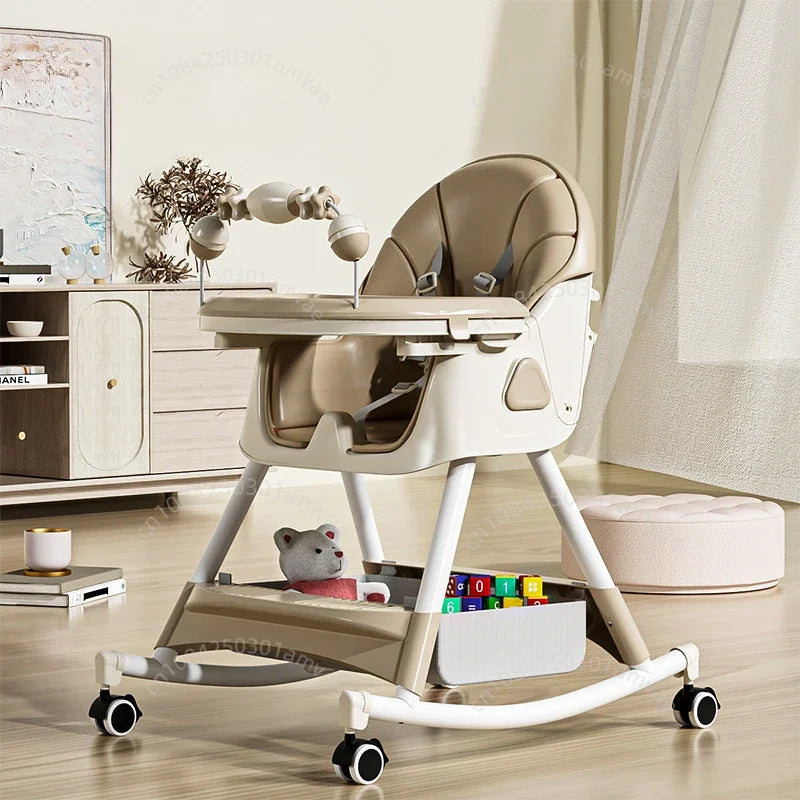 Baby Dining Chair Adjustable Height, Adjustable Backrest Multifunctional Baby Dining Chair Baby Rocking Chair Foldable