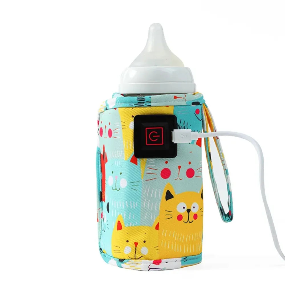 Portable USB Milk Warmer for Travel Electric Baby Bottle Heater with 3/5 Speed Options And Insulated Bag Fast Heating Water Warm