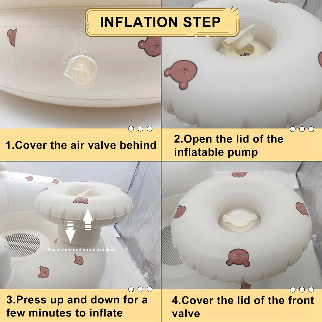 Baby Sofa Inflatable Seat for Babies  Chair with Tray, Built in Air Pump Infant Back Support Sofa Toddler Chair for Sitting Up